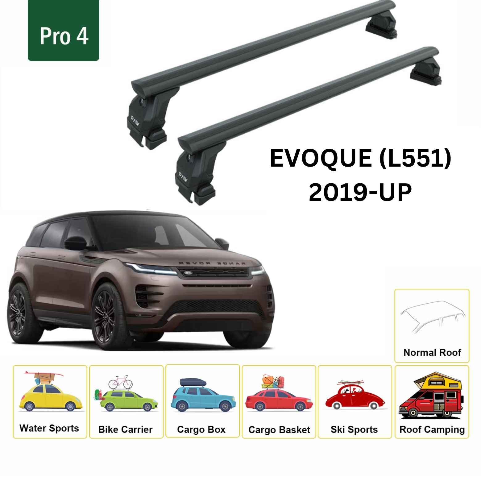 For Land Rover Evoque L551 2019-2025 Roof Rack Cross Bars Normal Roof Alu Black For Land Rover Evoque L551 2019-2025 Roof Rack Cross Bars Normal Roof Alu Black